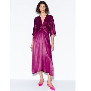 Zara KNOTTED SATIN EFFECT DRESS